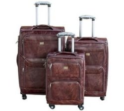 Leather 3 Pieces Suitcases-chestnut Voyager