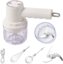 USB Rechargeable Wireless Hand Mixer - White