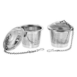 U.s. Kitchen Supply - 2 Premium Stainless Steel Tea Ball Strainer Infusers - 2 Size With Micro Perforated Mesh - Steep Loose Leaf Tea