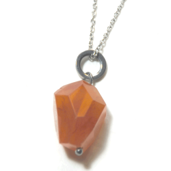 Atenea Add A Dangle Handmade Natural Faceted Carnelian Gemstone Pendant On Stainless Steel Ring