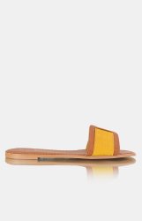 Ladies Slip On Flat Sandals - Mustard - Mustard UK 8