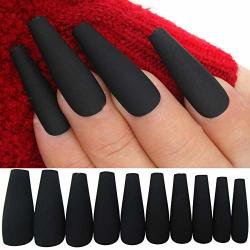 Loveourhome 100pc Long Coffin Press On Nails Coffin Shaped Ballerina Matte False Fake Nails Artifical Acrylic Nail Tips Fingernails Extension Decor For Women Girls Black Prices Shop Deals Online Pricecheck