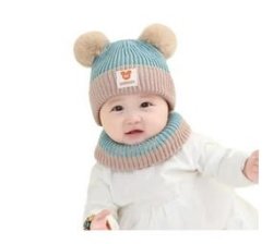 Baby Boys Girls Knit Woolen Hat Cap Neck Scarf Soft Wool Warm Acrylic ...