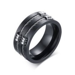 Black Stainless Steel Wia Ring Punk Men Finger Ring Jewelry