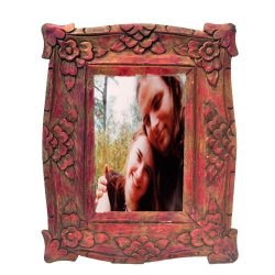 Javi Wooden Picture Frame - 6X4 Inches Large Handmade Wood Carved Single Picture-photo Ornament Antique Vintage-look For Table-top wall shelf Home-office Decorations Accents And Accessories
