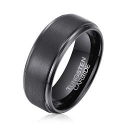 Men's Step Brushed Black Tungsten Ring OY-R-200 - 14