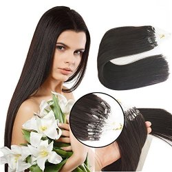 Yotty 16"18"20"22" 1GRAM Micro Ring Beads Loop Tip Double Drawn Remy Human Hair Extensions 100GR 18INCH100S Natural Black