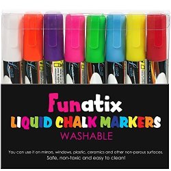 Liquid Chalk Board Window Markers - 8 Pack Erasable Pens Great For Chalkboards - Non Toxic Safe & Easy To Use Neon Bright &