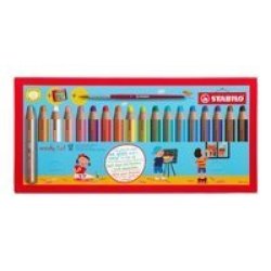 Woody 3-IN-1 Pencil Wallet Set 18 X Assorted Colours Plus Sharpener And Brush