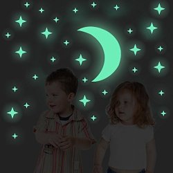 Smilelane Moon Stars Glow In The Dark Sticker Night Luminous 3D Wall Stickers For Kids Bedroom Gift