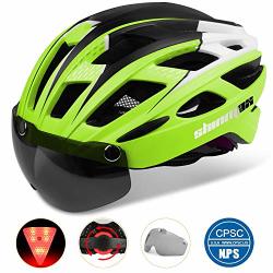 Shinmax Adults Bike Helmet Bicycle Helmet Cpsc ce Safety Standard Cycling climbing Helmet mtb bmx Adjustable Helmet With Removable Shield Visor safety Rear LED Light For Road Men&women