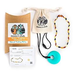 Baltic Amber Teething Necklace Gift Set + Free Silicone Teething Pendant $15 Value Handcrafted 100% Usa Lab-tested Authentic Amber - Natural Teething Pain Relief