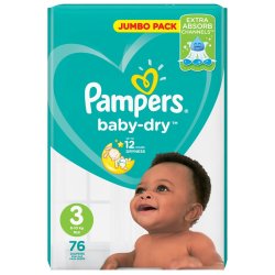 Pampers Active Baby 76 Nappies Midi Size 3 Jumbo Pack