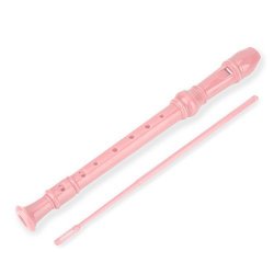 Vbestlife Student Recorder Flute 8 Holes High Pitch Soprano Descant Recorder Abs Instruments Reed Pipe With Cleaning Bar For Kids & Adults Pink