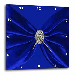 3DROSE Beverly Turner Wedding Attendant And Bridal Party - Royal Blue Velvet Look Sash With Round Diamond Jewel Look - 15X15 Wall Clock DPP_244140_3