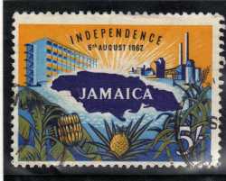 Jamaica 1962 "independence" 5 - Vfu. Sg 196. Cat 5 50 Pounds.