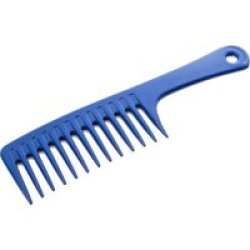 Plastic Wide Toothed Comb With Handle Black