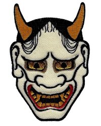Japanese Hannya Mask Iron-on Patch Evil Tattoo Embroidered Noh Kabuki Design