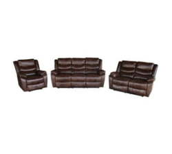 6 Seat Recliner Sofa Chair Lounge Suite - Yellow Brown