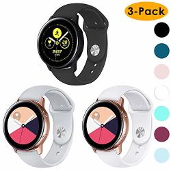 EZCO 3-PACK Compatible Samsung Galaxy Watch Active Bands galaxy Watch 42MM GEAR Sport Bands 20MM Soft Waterproof Silicone Sport Watch Strap Replacement Wristband Compatible Galaxy Watch