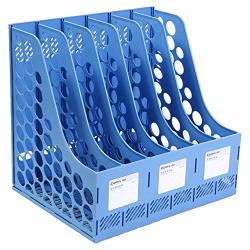 Comix Desktop Organizer With 6 Slots For File Holder Or Book-magazine-sorter Blue B2176