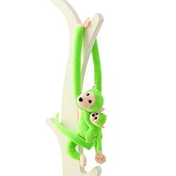 Raylans 2PCS Baby Kids Soft Plush Toy Hanging Long Arm Monkey Stuffed Animal Doll Green