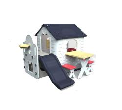 KIDS Funpark Navy Playhouse With Slide And Picnic Table