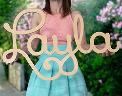 Custom Personalized Wooden Name Sign 12-55" Wide- Layla Font Letters Baby Name Plaque Painted Nursery Name Nursery Decor Wooden Wall Art Above A Crib
