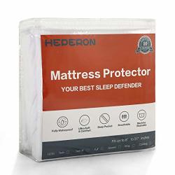 Heperon Queen Size Premium 100% Waterproof Mattress Protector Mattress Pad Cover Vinyl-free Comfortable & Noiseless Fitted For 8"-21" Mattresses
