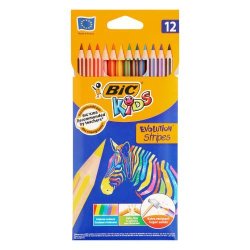 BIC Kids Evolution Stripes Colouring Pencils 12 Pack