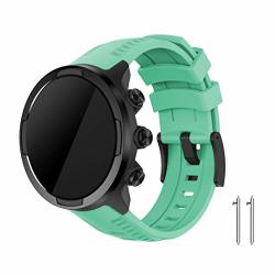 Leafboat Compatible Suunto 9 Bands Colorful Sport Silicone Wrist Replacement Bnad Skin-friendly Breathable Strap With Bracelet Buckle Compatible With Suunto 9 Smartwatch Mint Green
