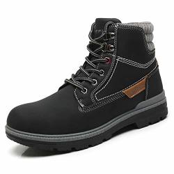 Cestfini Combat Work Hiking Boots For Women Suede Lace Up Winter Boots With Comfortable Insole And Slip Resistant Rubber Sole APRILA-BLACK-8.5