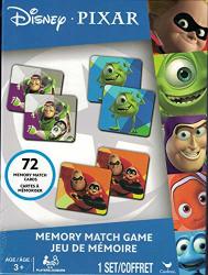 Disney Pixar Memory Match Game 72 Cards tiles Featuring Buzz Incredibles Cars Wall-e & More Preschool Game