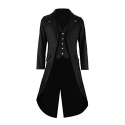 Mens Gothic Tailcoat Tuxedo Jacket Black Steampunk Vtg Victorian Costume Long Frock Coat Xx-large