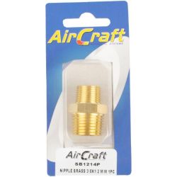 Aircraft - Nipple Brass 3 8 X 1 2 M m 1 Piece Pack - 2 Pack