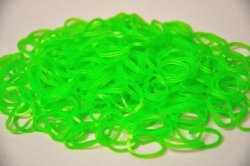 Authentic Rainbow Loom@ Silicone Rubber Bands Refill -- 600 Pcs Pack With 24 C-clips -- Plus Extra 100 Magic Light Changing Bands & 20 Beads Jelly Lime Green