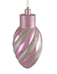 Cc Christmas Decor Bubblegum Pink Glitter Stripe Shatterproof Light Bulb Christmas Ornament 11