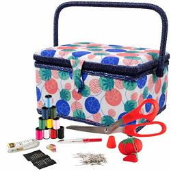 SINGER 07229 Sewing Basket with Sewing Kit and Notions Boho Fan Needles Thread Pins Scissors