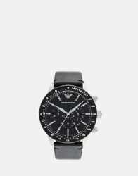 Armani Exchange Mario Black Leather Watch - One Size Fits All Black