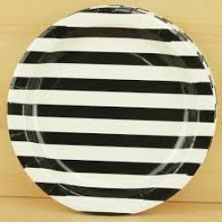Black And White Stripe Paper Plates Wasr18 Nowr10