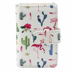 Caiul Compatible 20 Pockets MINI Wallet Photo Album With Pu Leather Cover For Fujifilm Instax MINI 9 8 8+ 70 7S 90 25 26 50S Films Bank Cards Credit Cards Tickets Cactus Flamingo