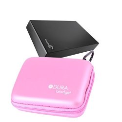 Duragadget Pink Sturdy Water Resistant Case With Carabineer Clip For Seagate Backup Plus Portable Drive 2TB STDR2000201 Seagate Backup Plus Portable DRIVE2TB STDR2000200