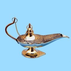 Massive 10" Aladdin Lamp. Desktop Display Size Beautifully Engraved Heavy Brass