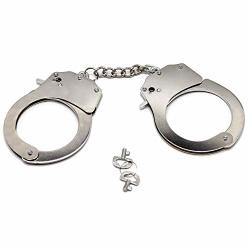 Metal Handcuffs With Keys-police Pretend Play Toy Set -play Handcuffs And Whistle For Detective Role Play Accessory And Birthday Party Favor Supplies Silver