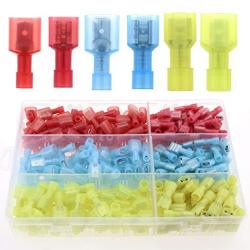 Glarks 180PCS 22-16 16-14 12-10 Gauge Nylon Fully Insulated Male Female Spade Quick Splice Wire Disconnect Electrical Insulated Crimp Terminals Connectors Assortment Kit