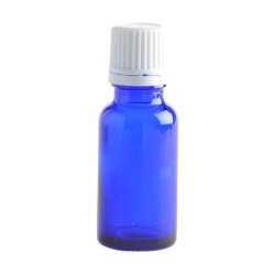 20ML Blue Glass Bottle With Slow Flow Dropper Cap - White