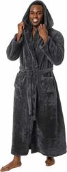 ROSS Michaels Mens Luxury 400GSM Hooded Long Robe - Full Length Plush Big & Tall Bathrobe Grey XXL