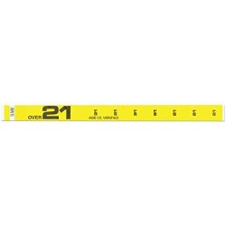 3 4" Tyvek Paper-like Over 21 Printed Wristbands For Event Identification Yellow
