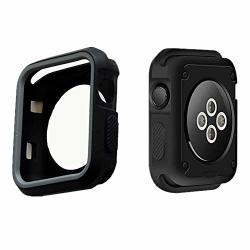 Apple Watch Case Series 4 Silicone Bumper Resistant Waterproof Proof Impact Resistant Protective For Apple Watch Case 44MM 44MM Gray+black