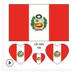 Adsro 2018 World Cup Fifa National Flags Tattoo Sticker Football Game Cheerleading Supplies Waterproof Tattoo Stickers 20 Pcs Size 2.4INCH Peru